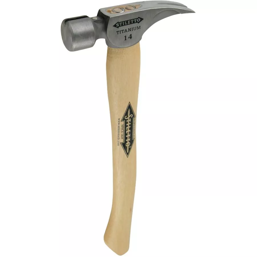 Stiletto 14 oz Titanium Smooth Face Hammer - with 18" Curved Hickory Handle