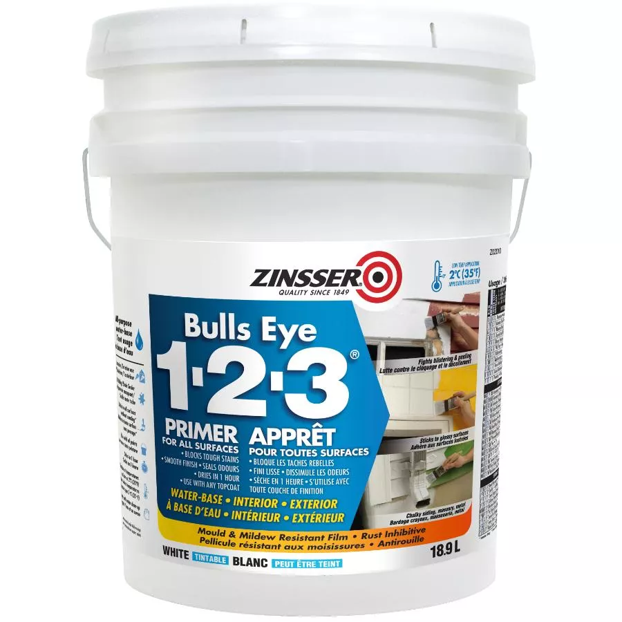 Bulls Eye 1-2-3 Latex Primer-Sealer - White, 18.9 L