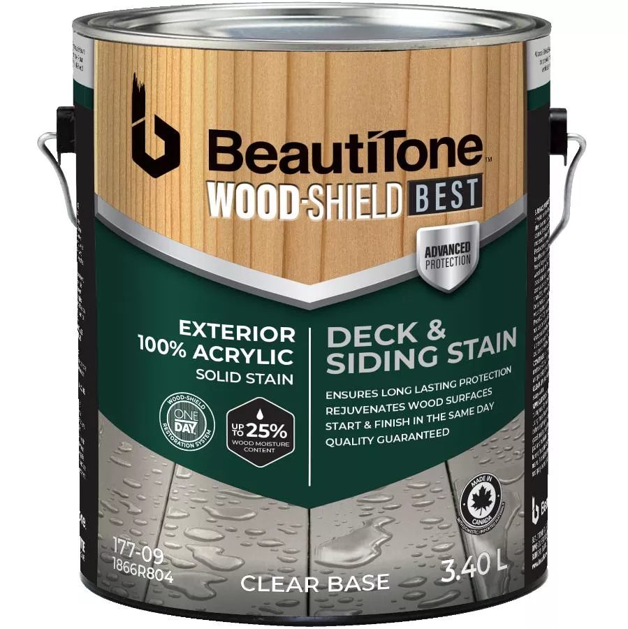 100% Acrylic Deck & Siding Stain - Solid Clear Base, 3.4 L
