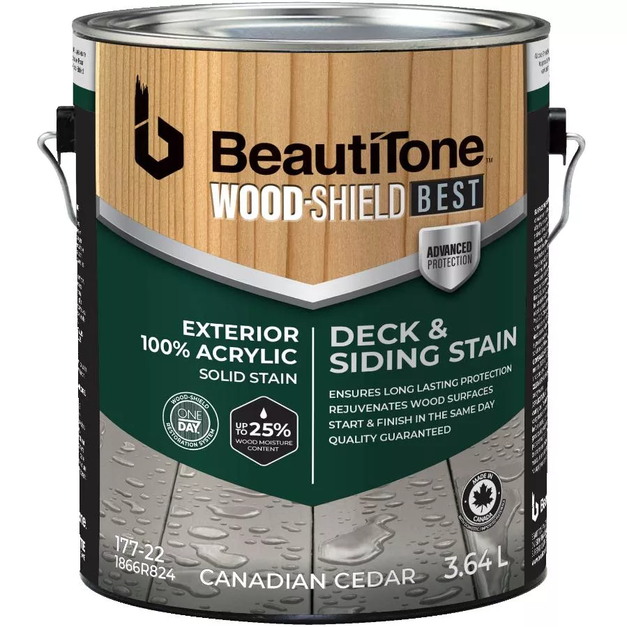 100% Acrylic Deck & Siding Stain - Solid Canadian Cedar, 3.64 L