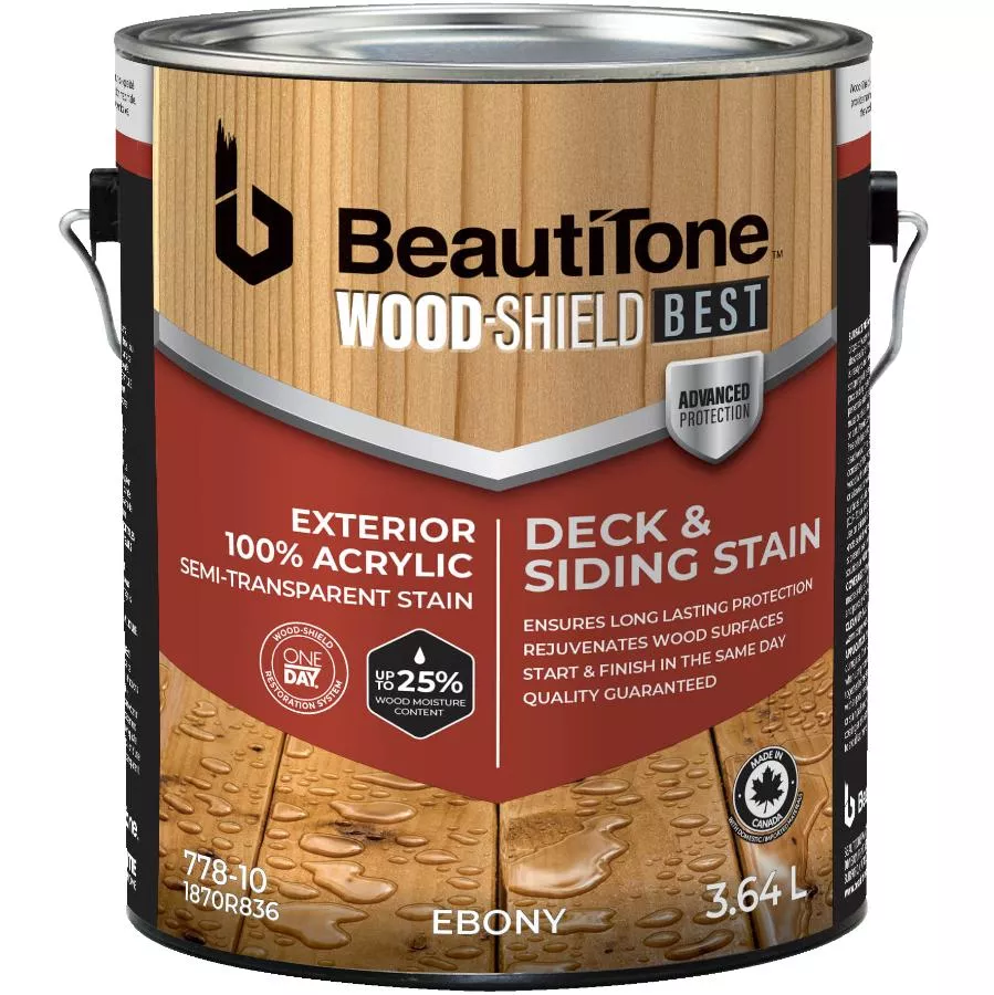 100% Acrylic Deck & Siding Stain - Semi-Transparent Ebony, 3.64 L