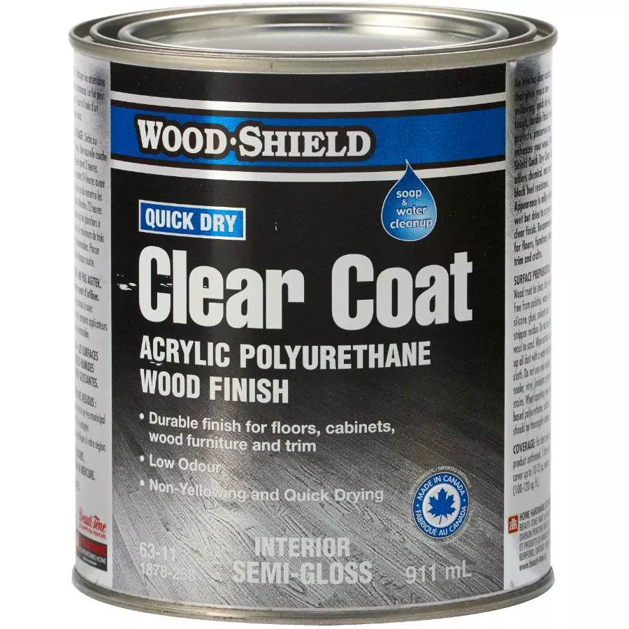 Quick Dry Acrylic Polyurethane Wood Finish - Interior Semi-Gloss, 911 ml