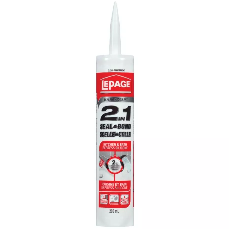 2-in-1 Seal & Bond Kitchen & Bath Silicone Sealant - Clear, 295 ml