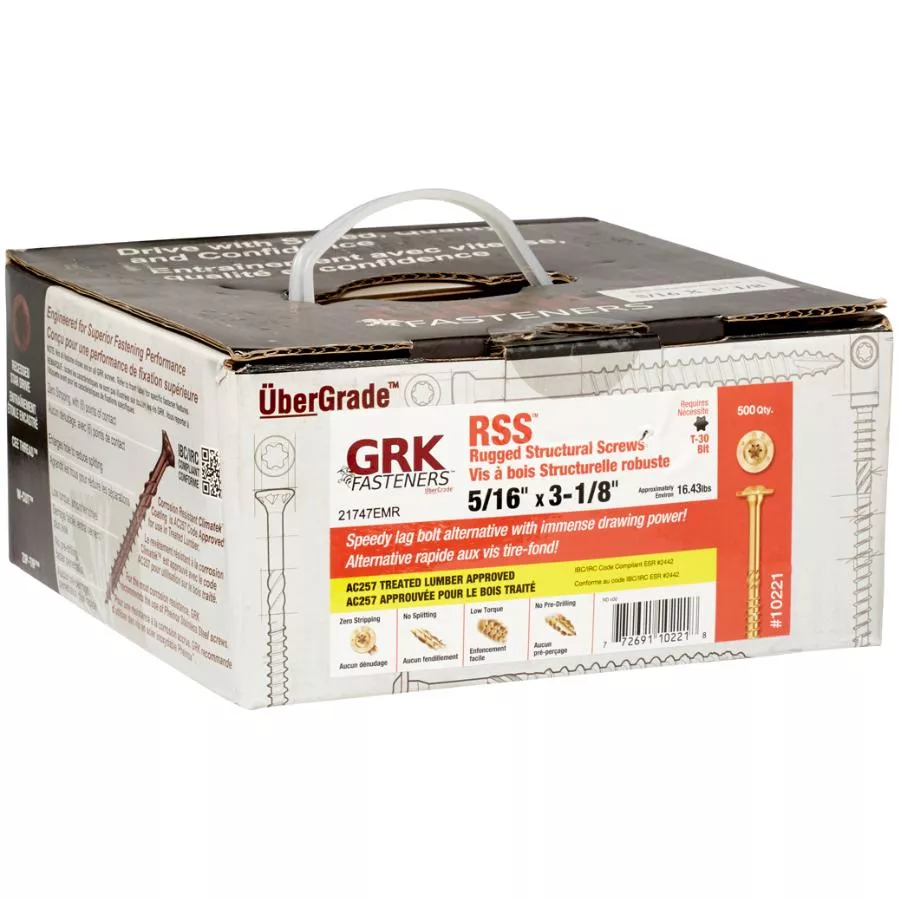 500 Pack 5/16" x 3-1/8" RSS Climatek Star Drive Structural Screws