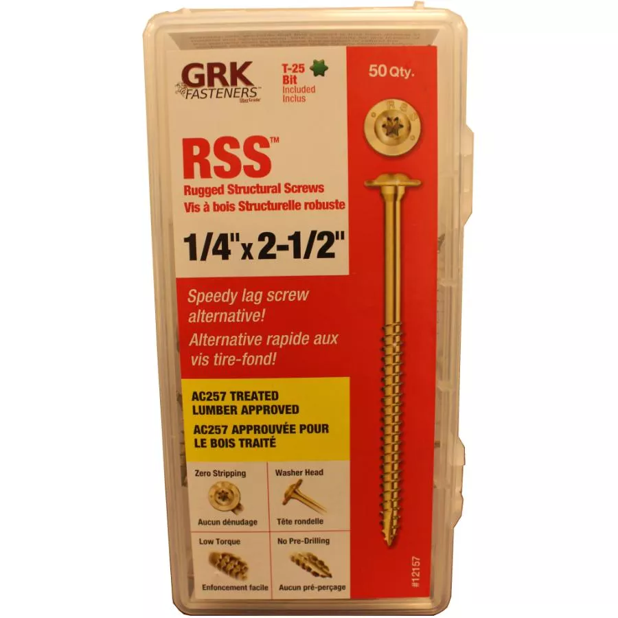 50 Pack 1/4 x 2-1/2" RSS Climatek Star Drive Structural Screws
