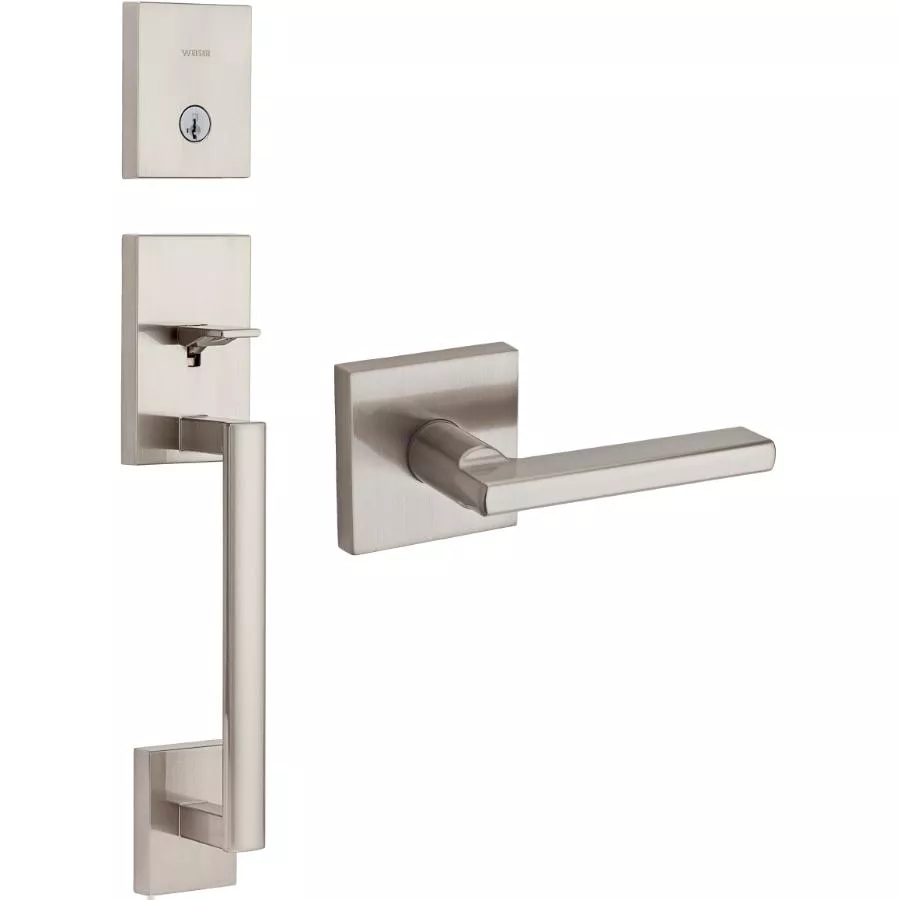 Weiser Lock Satin Nickel San Clemente / Halifax Smart Key Entrance Gripset