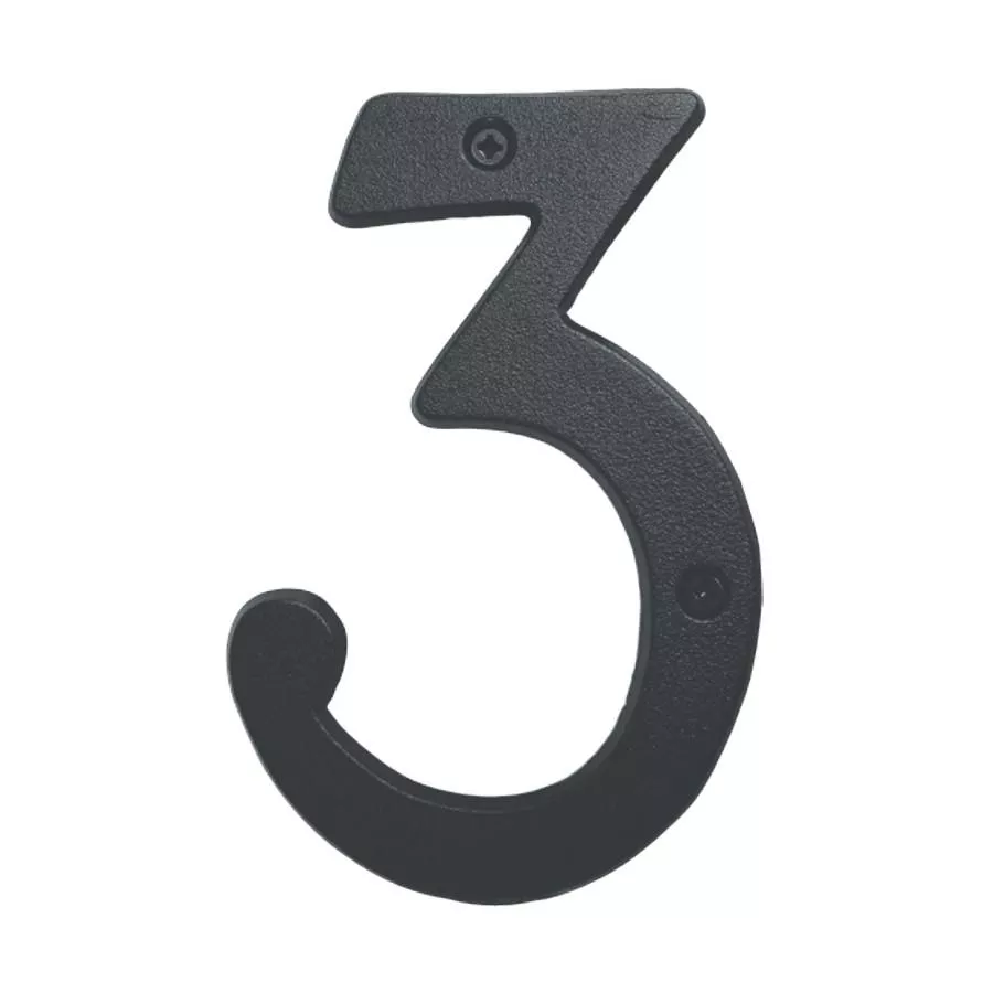 5" Rustic Black '3' House Number