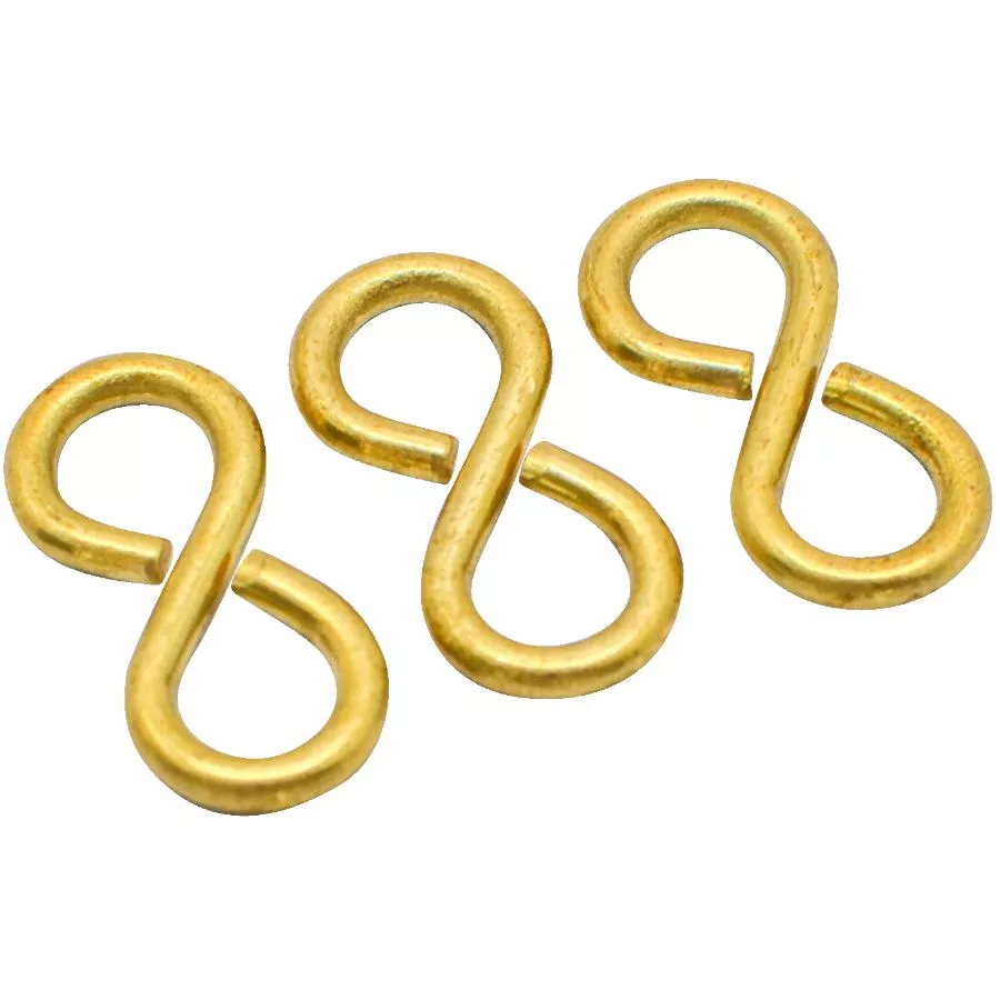 Builder's Hardware 3 Pack #813 7/8" Closed Solid Brass 'S' Hooks