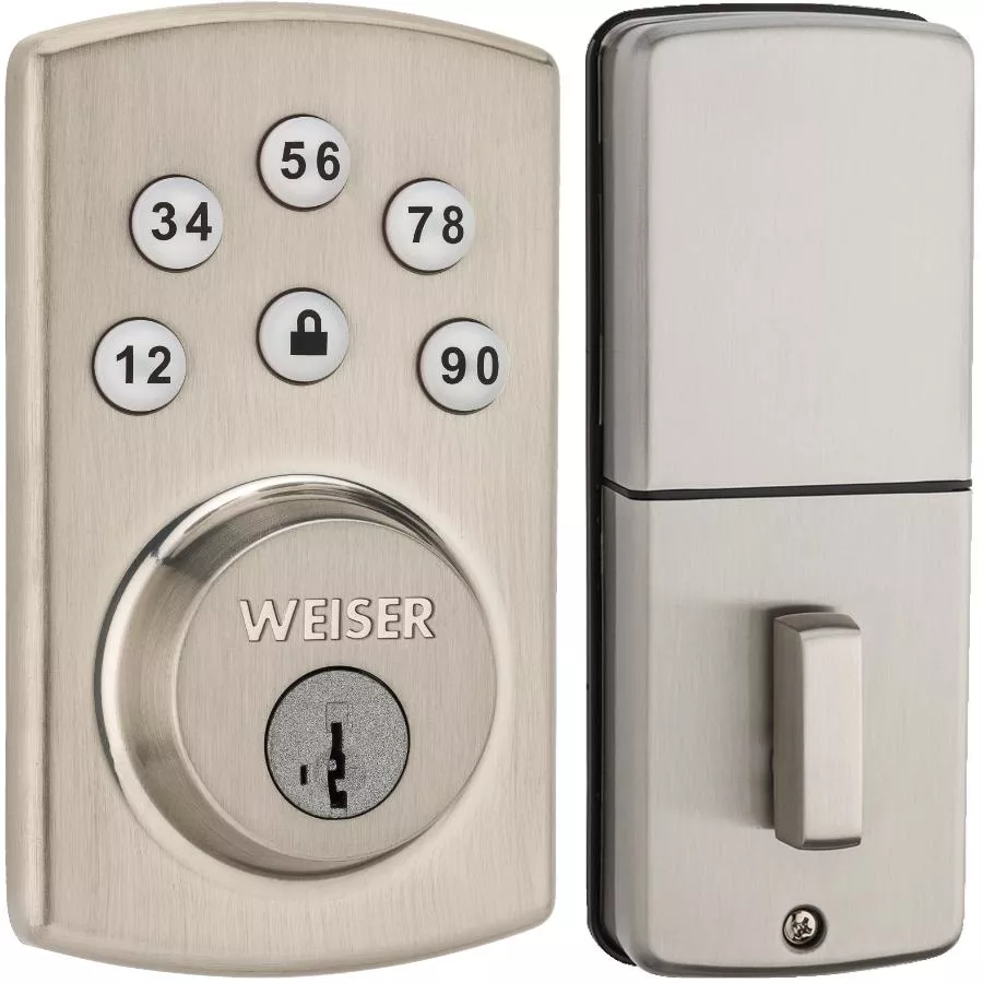 Weiser Lock Powerbolt2 Electronic Deadbolt - Satin Nickel Finish + SmartKey Technology
