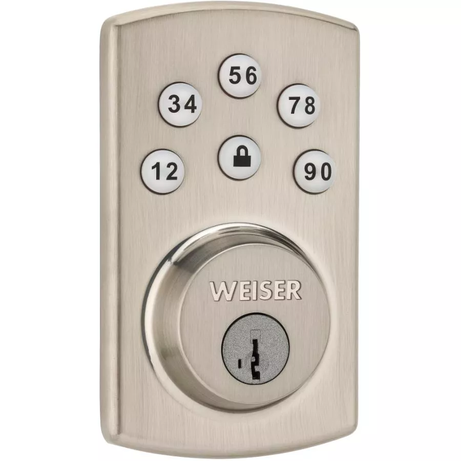 Weiser Lock Powerbolt2 Electronic Deadbolt - Satin Nickel Finish + SmartKey Technology