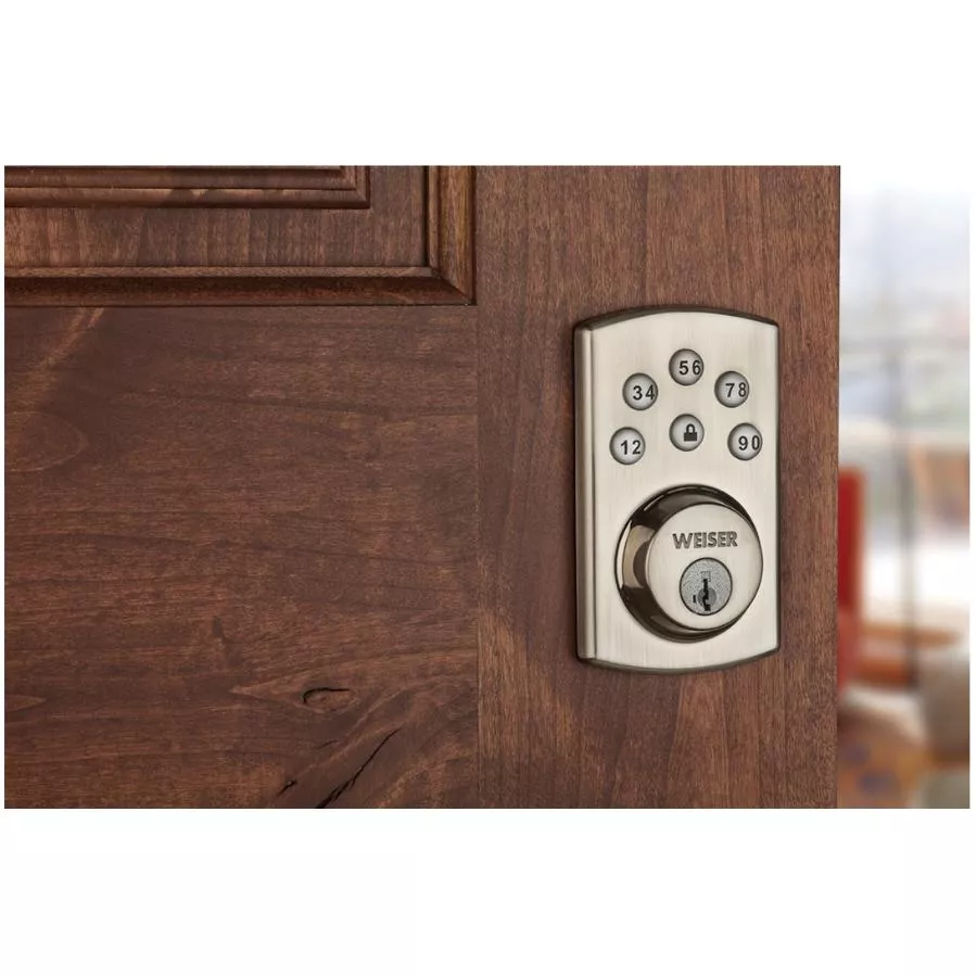 Weiser Lock Powerbolt2 Electronic Deadbolt - Satin Nickel Finish + SmartKey Technology