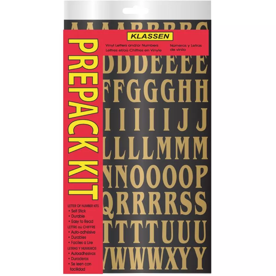 1" Black and Gold Letters and Numbers Kit