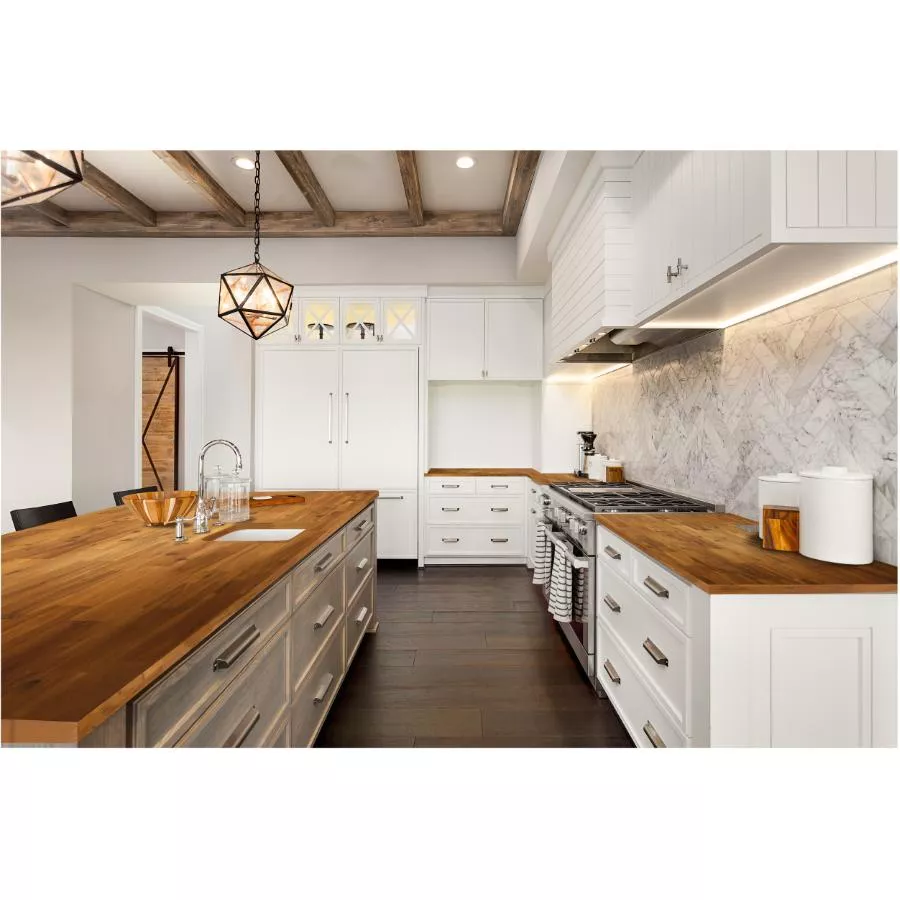 Interbuild 72" x 25.5" x 1.5" Golden Teak Acacia Wood Countertop