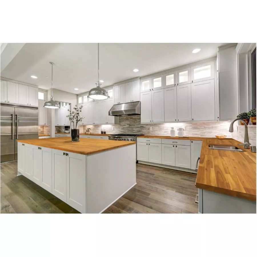 Interbuild 72" x 25.5" x 1.5" Golden Teak Acacia Wood Countertop