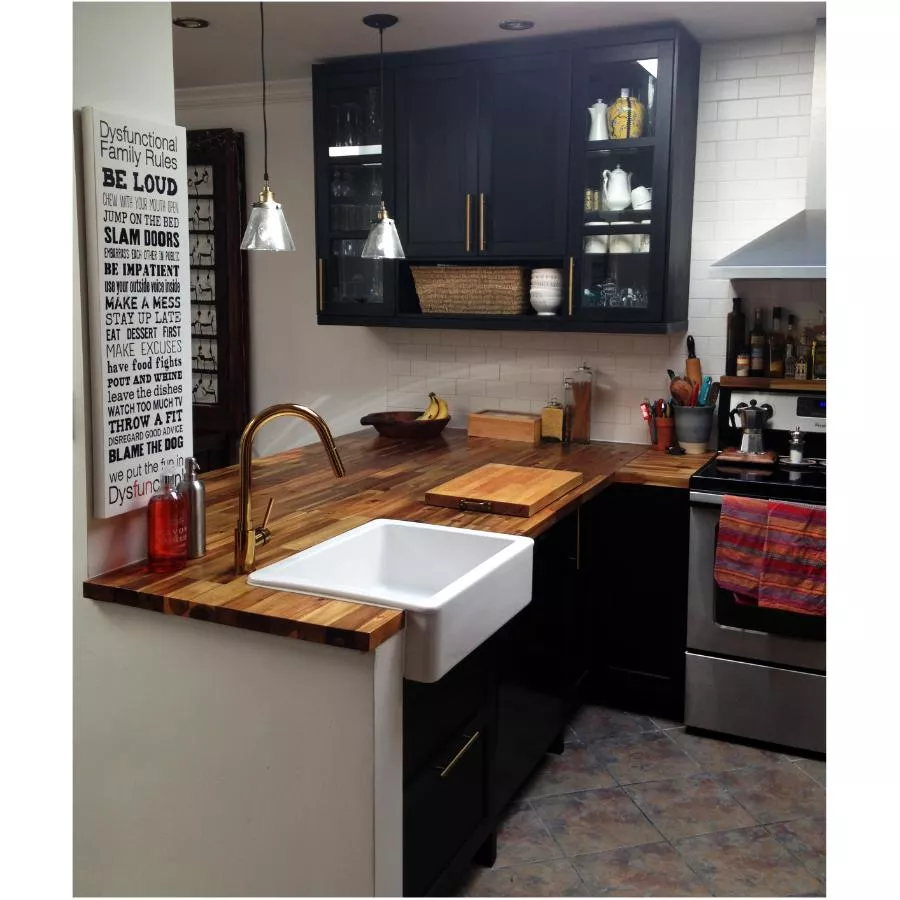 Interbuild 72" x 25.5" x 1.5" Golden Teak Acacia Wood Countertop