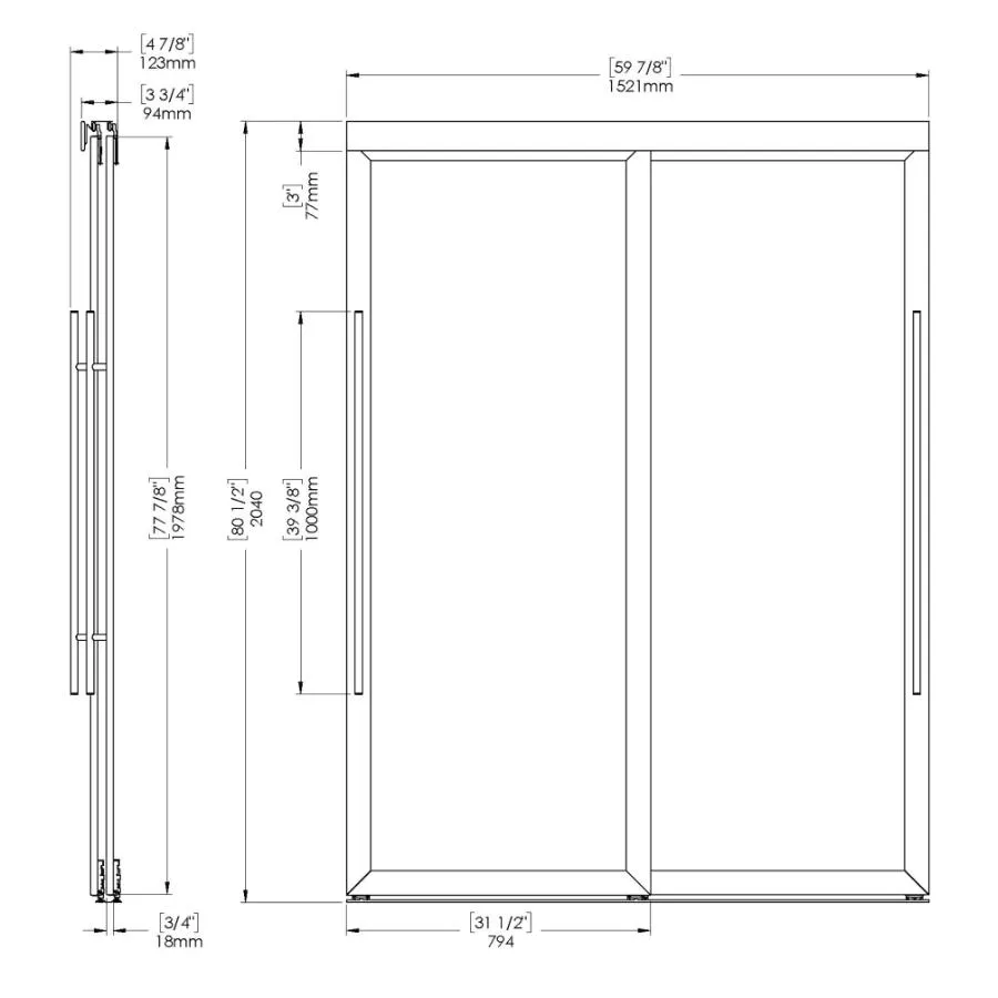 Colonial Elegance Lounge Sliding Closet Doors - White, 60" x 80"