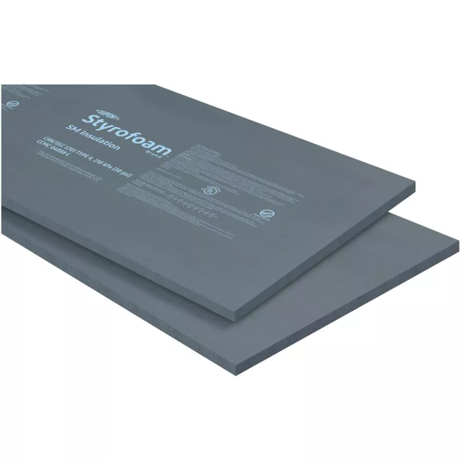 Dupont 4" x 2' x 8' Styrofoam SM Ship Lap Foam Insulation - Grey