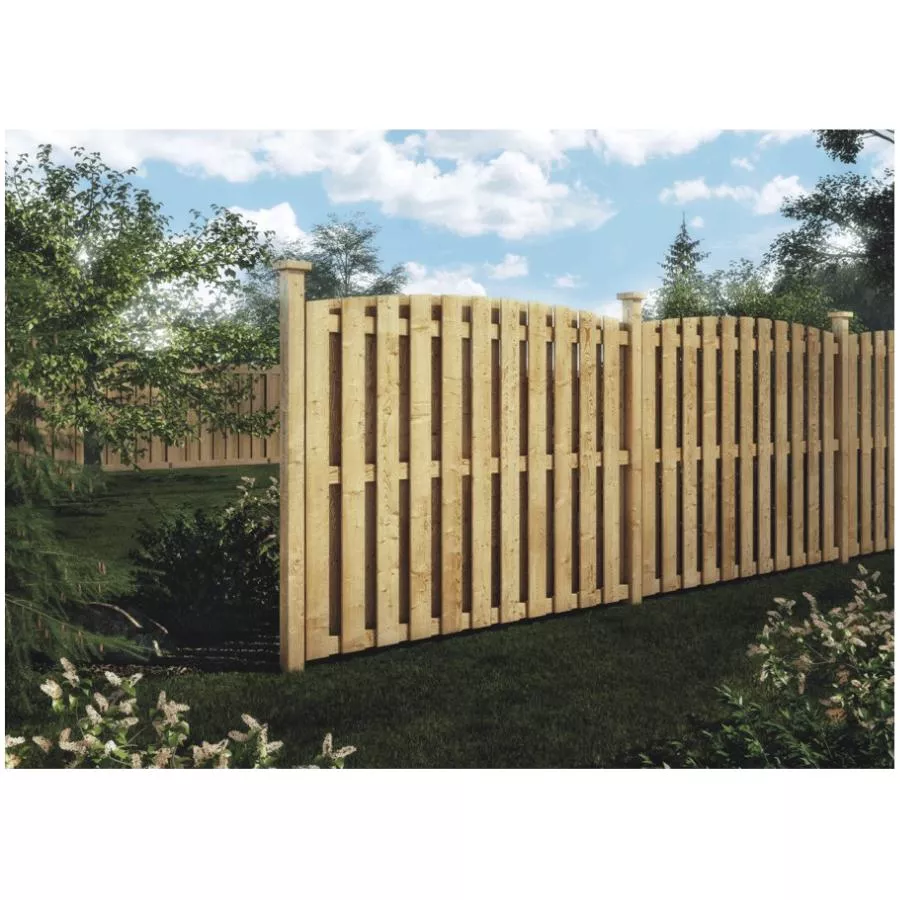 5' Pressure Treated Convex Top Board On Board Fence Package