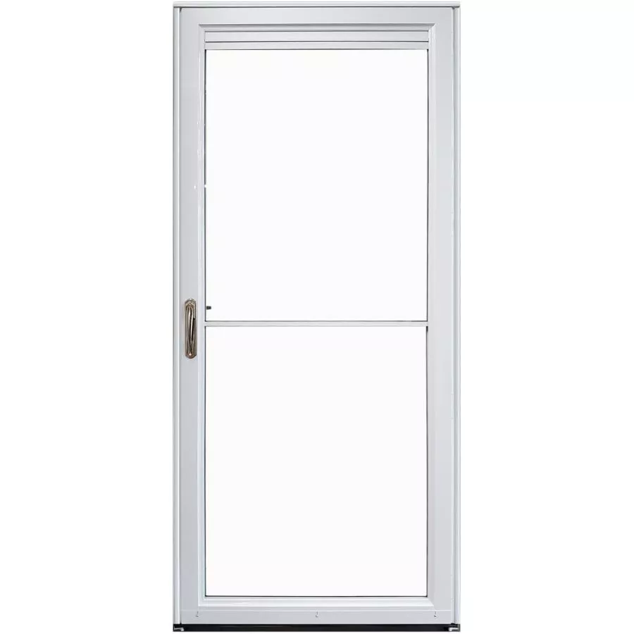 Everlast 34" x 80" Right Hand Full View 2 Lite Aluminum Storm Door - Retractable, White