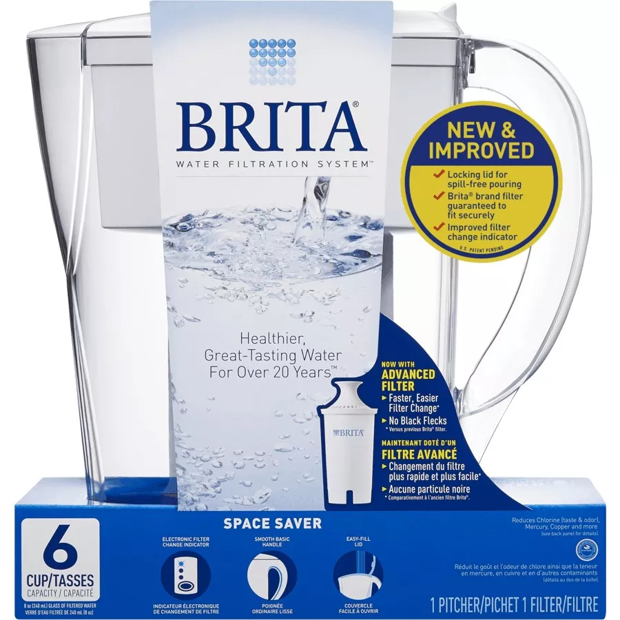 Brita Space Saver Water Filter Pitcher - White, 6 Cups