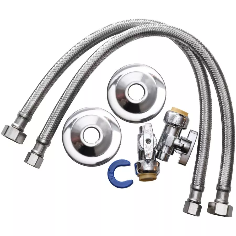 16" Push 'N' Connect Faucet Connector Kit - with Angle Supply Stop Valve