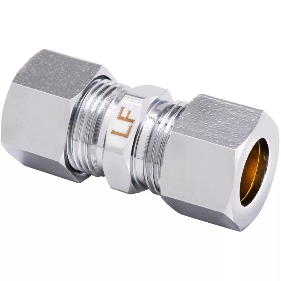 3/8" FPT x 3/8" Outside Diameter Compression BrassConnector - Chrome Plated