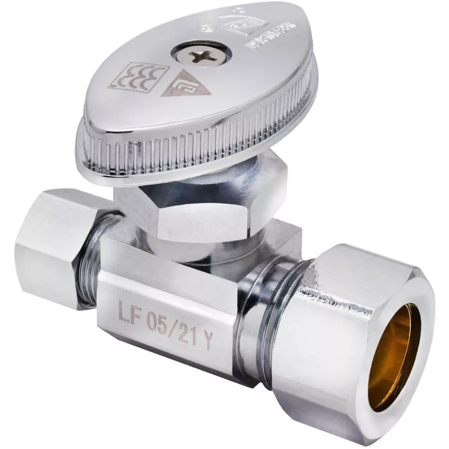 1/2" Nominal Compression x 3/8" Outside Diameter Compression Straight Stop Valve