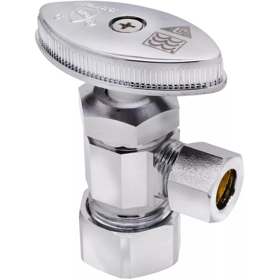 1/2" Nominal Compression x 3/8" Outside Diameter Compression Angle Stop Valve