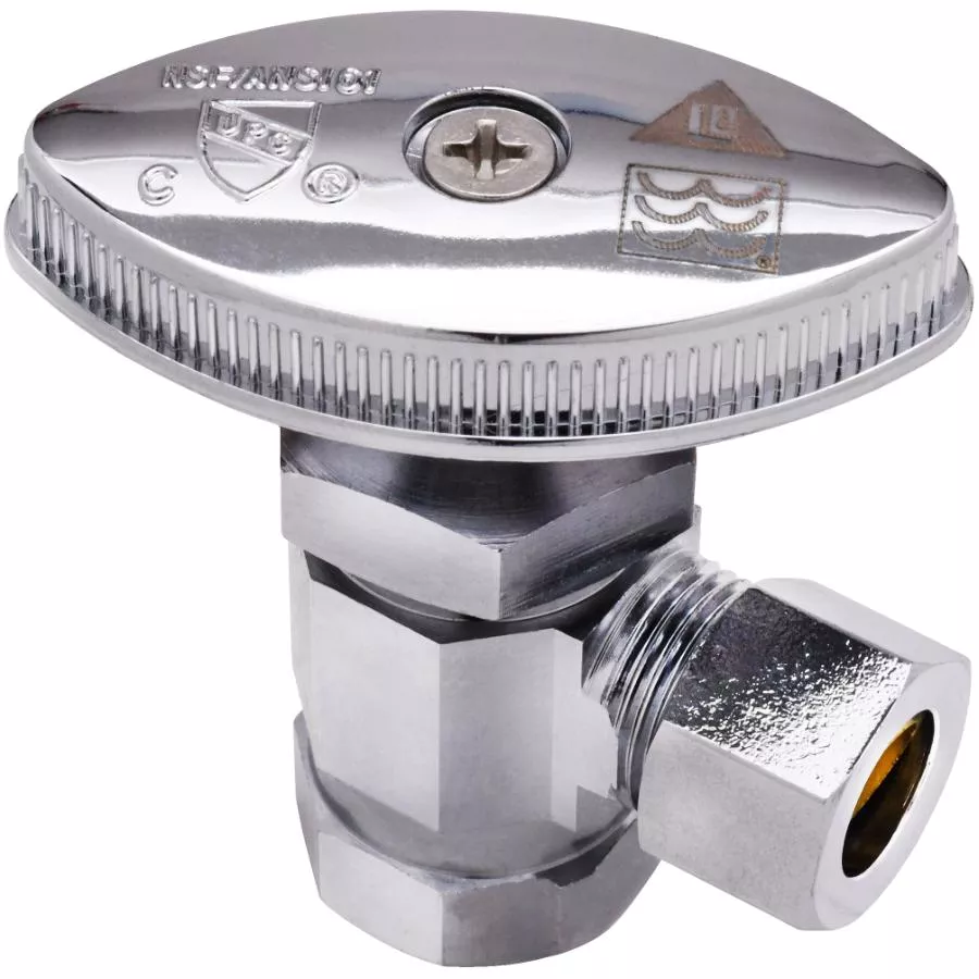 3/8" FPT x 3/8" Outside Diameter Compression Angle Stop Valve