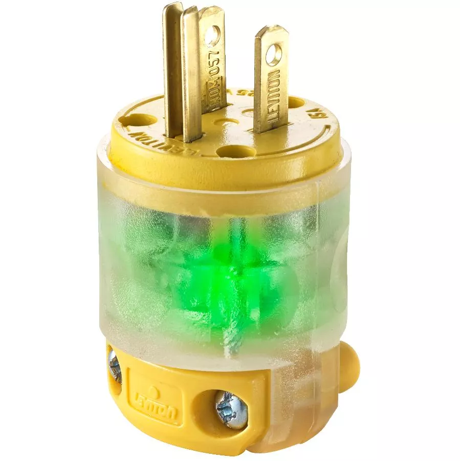 15 Amp 125V 2 Pole 3 Wire Straight Blade Lighted Plug