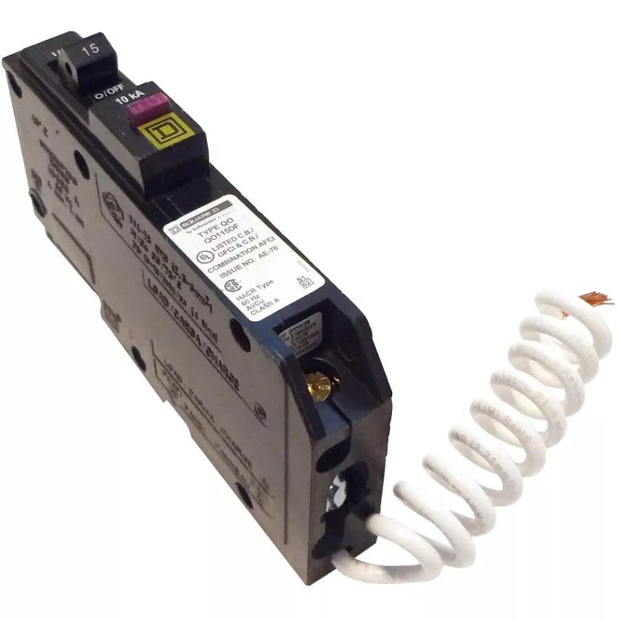 Single Pole 15 Amp Dual Function AFI/GFI Pigtail Circuit Breaker