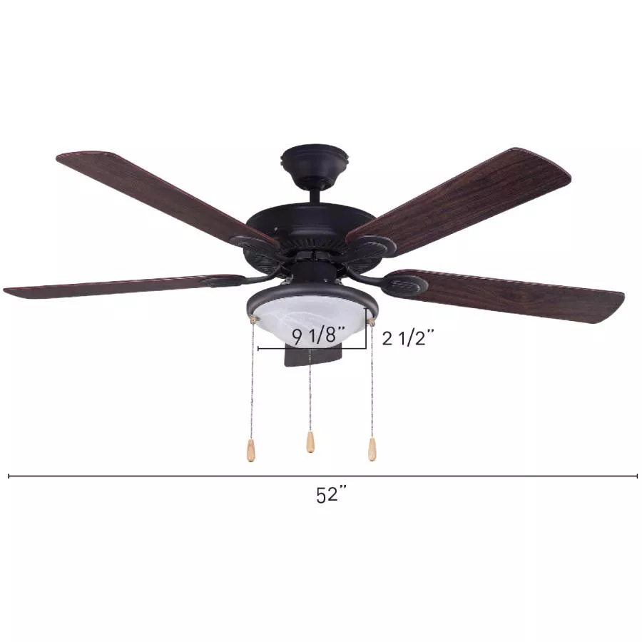 Canarm Kincade 52" Ceiling Fan with LED Light - Reversible Blades, Oil Rubbed Bronze