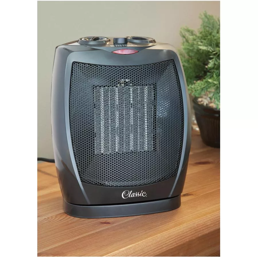Classic 750W - 1500W Ceramic Heater - with Oscillation Thermostat, Black -  Miller's Home Hardware Building Centre