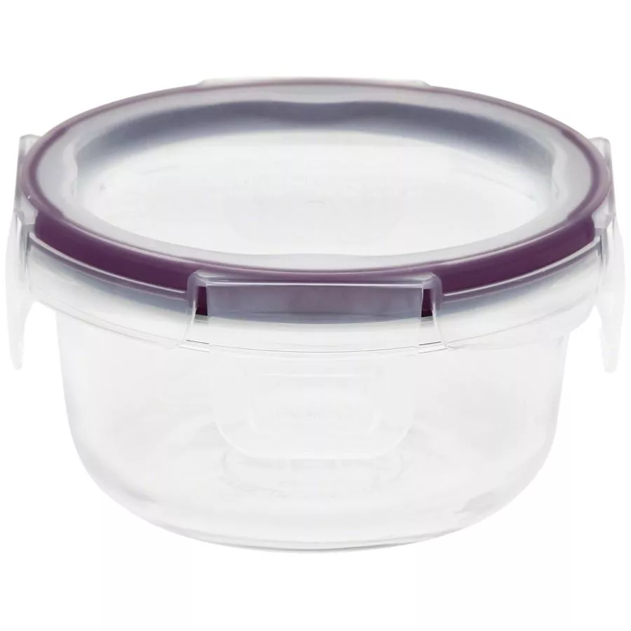 Round Glass Storage Dish with Locking Lid - 1 Cup