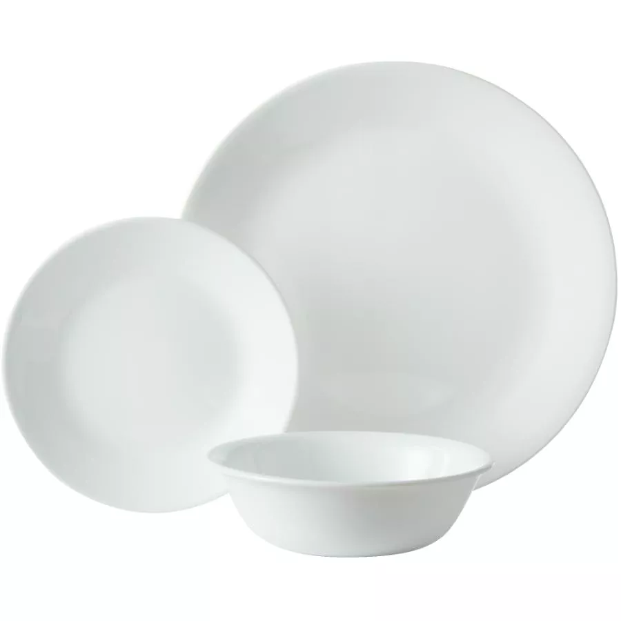 Corelle 12 Piece Glass Dinnerware Set - Winter Frost White