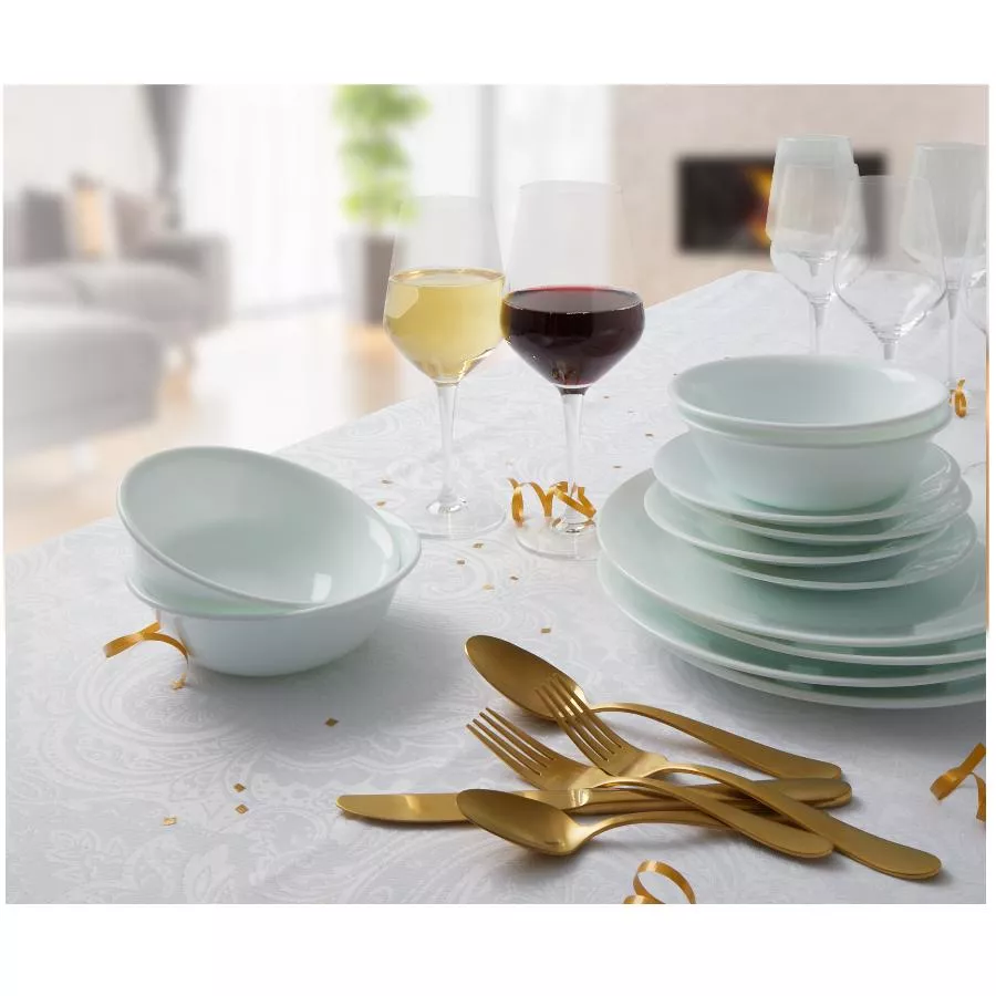 Corelle 12 Piece Glass Dinnerware Set - Winter Frost White