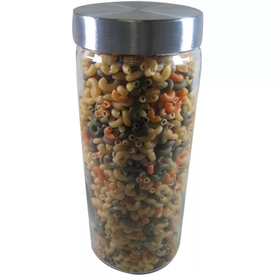 Round Glass Canister with Stainless Steel Lid - 2.1 L