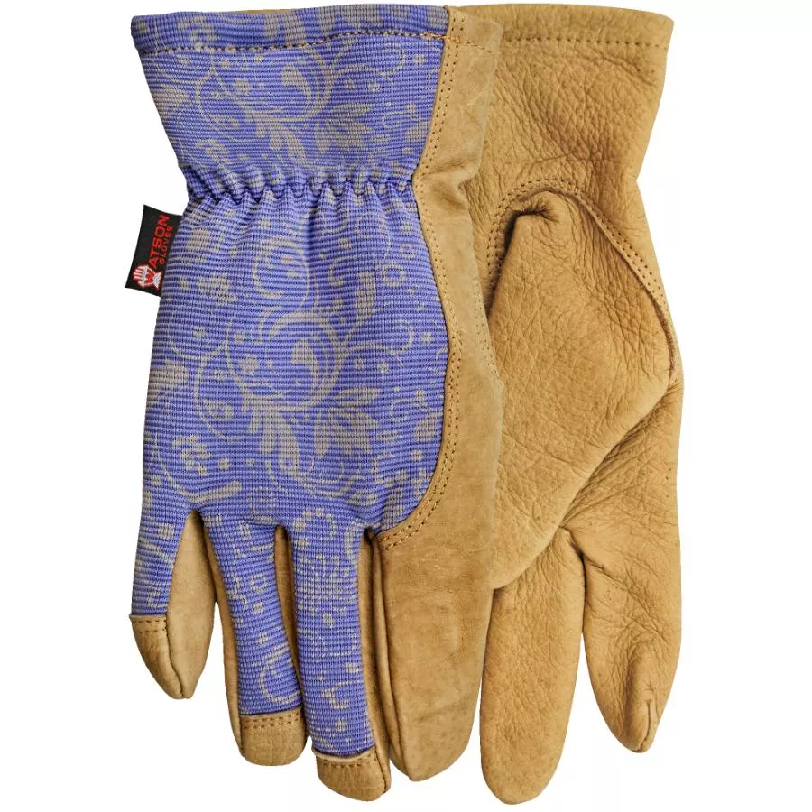 Ladies Leather Combo Garden Gloves - Large, Assorted Colours