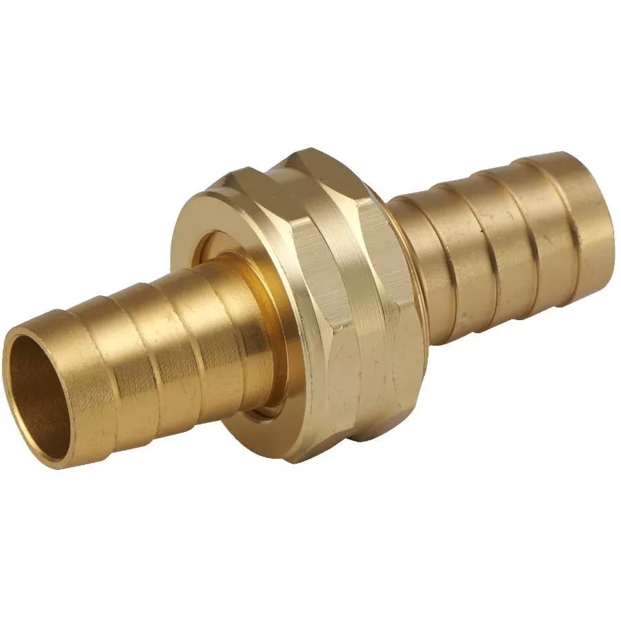 5/8" x 3/4" x 5/8" Aluminum Hose Coupling, with Brass Finish