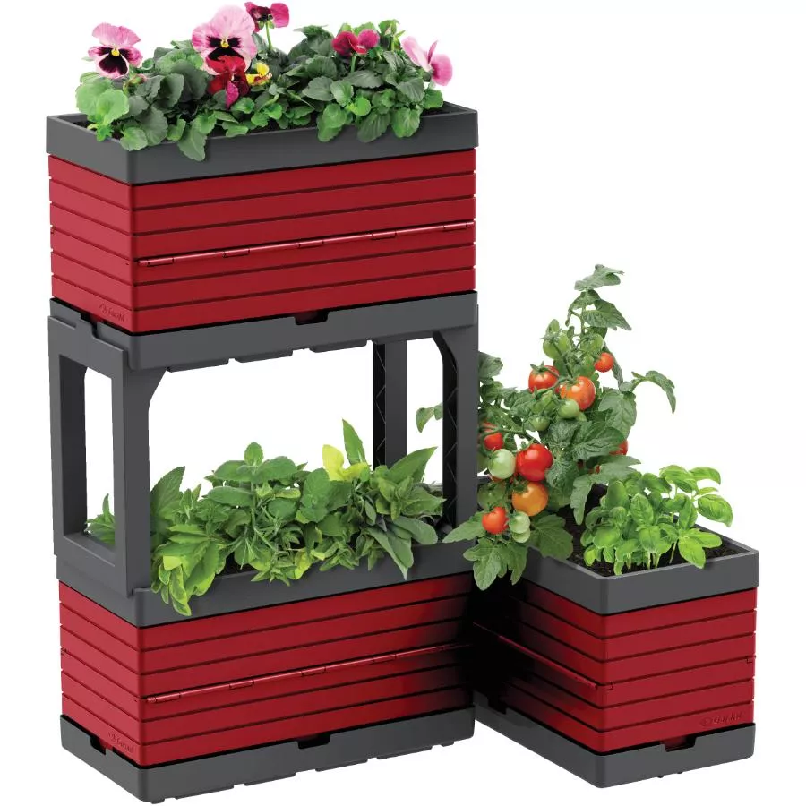 Garant 5 Piece Red Modular Garden Planter Kit