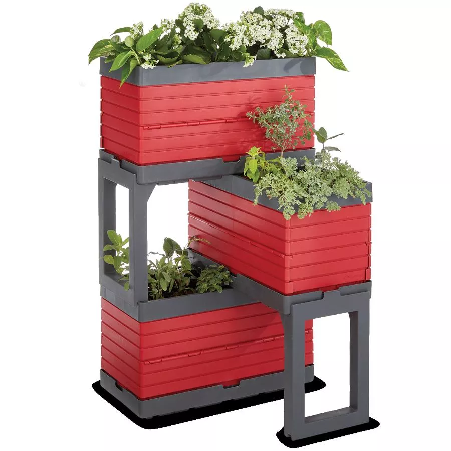 Garant 5 Piece Red Modular Garden Planter Kit