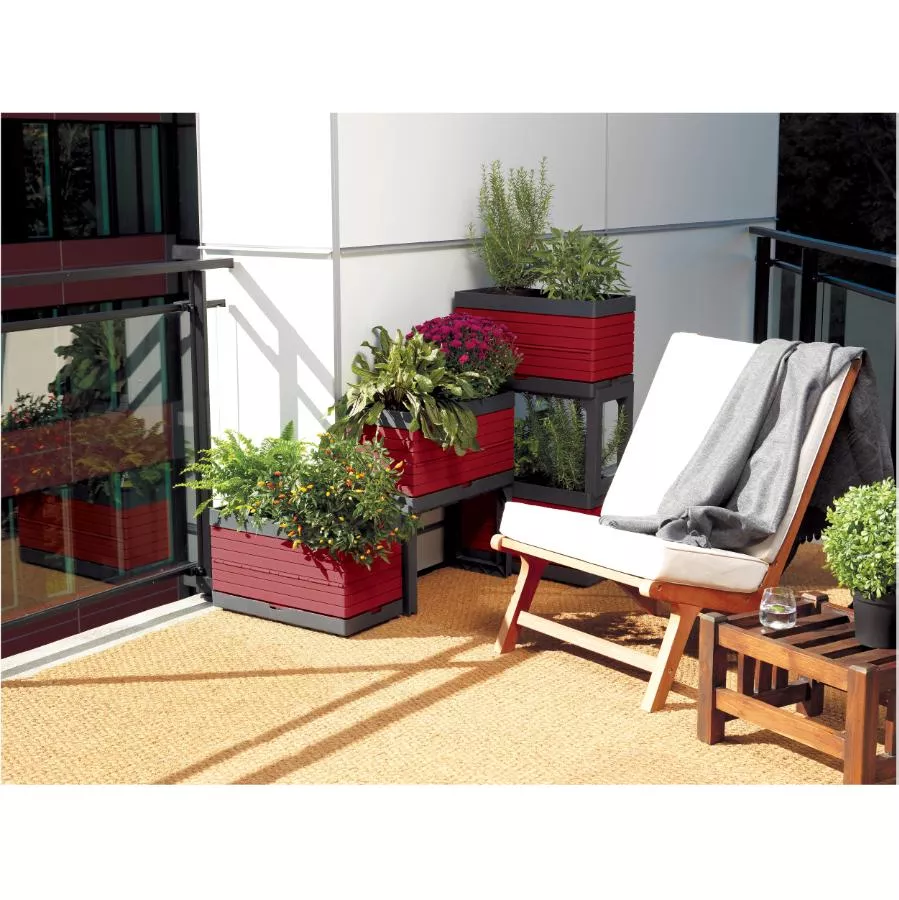 Garant 5 Piece Red Modular Garden Planter Kit