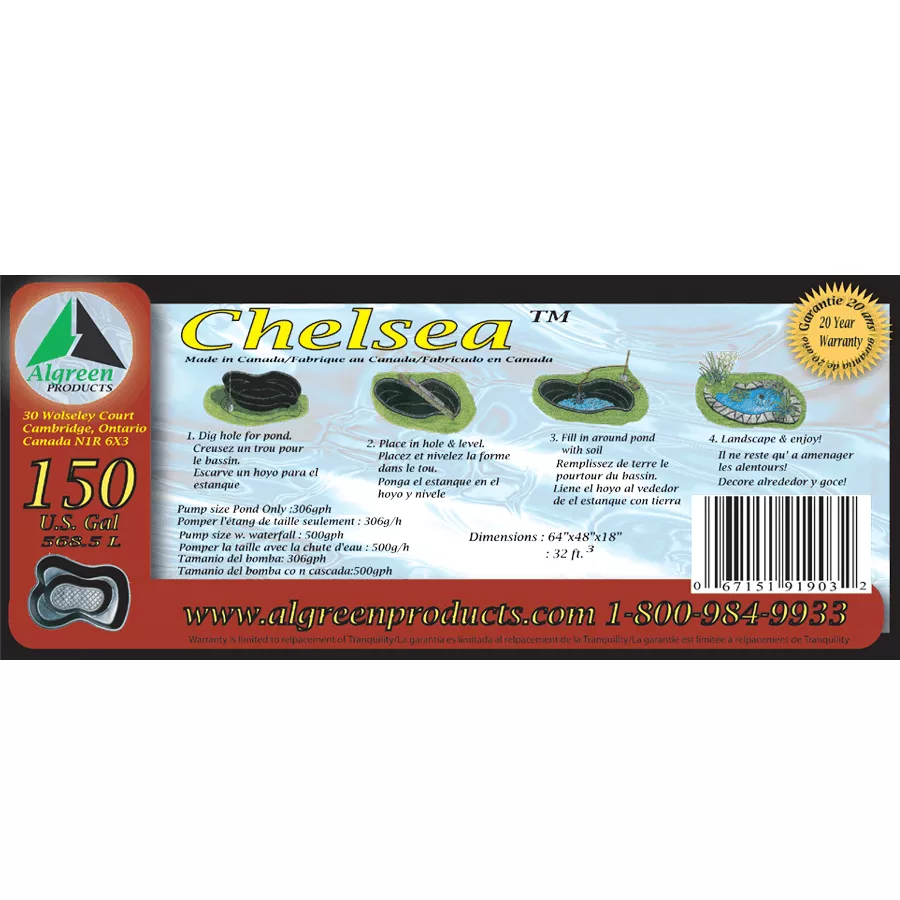 Algreen 150 Gal Chelsea Garden Pond