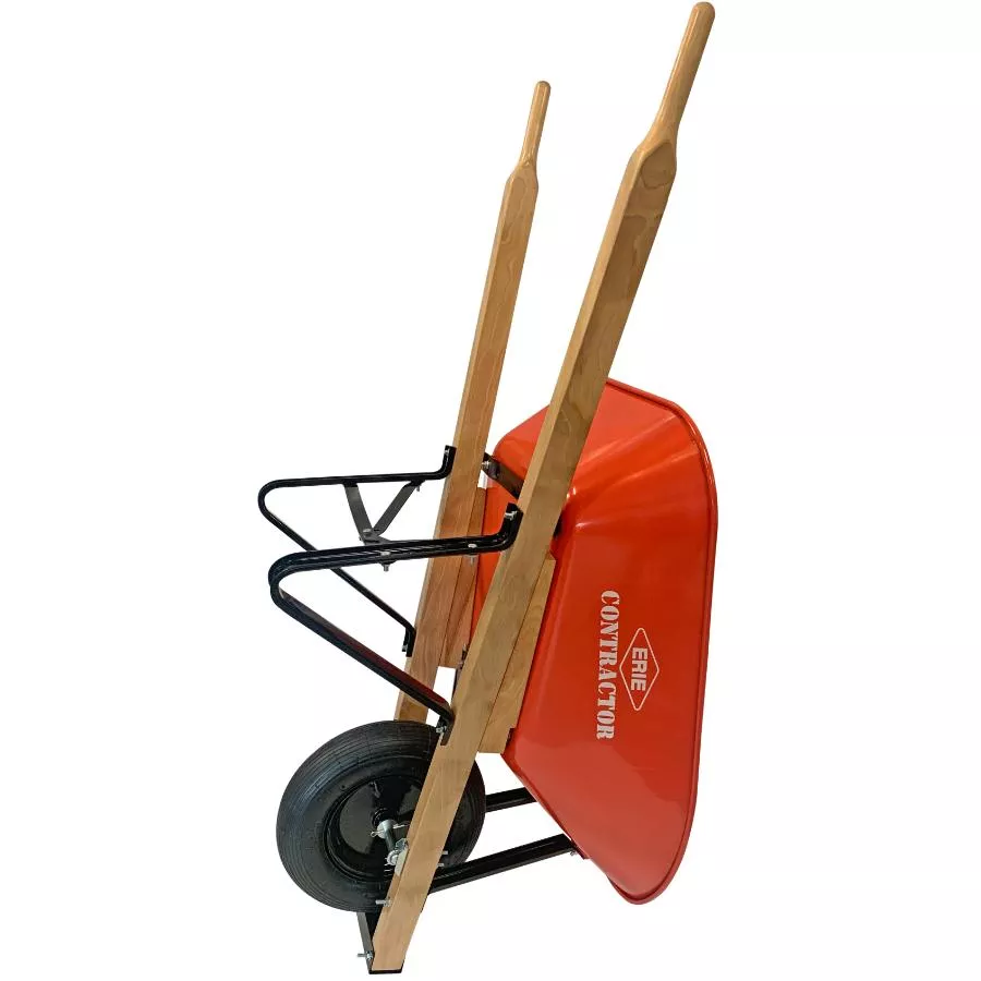 Erie 6 Cu. Ft Deluxe Steel Tray Wheelbarrow, with Wood Handles