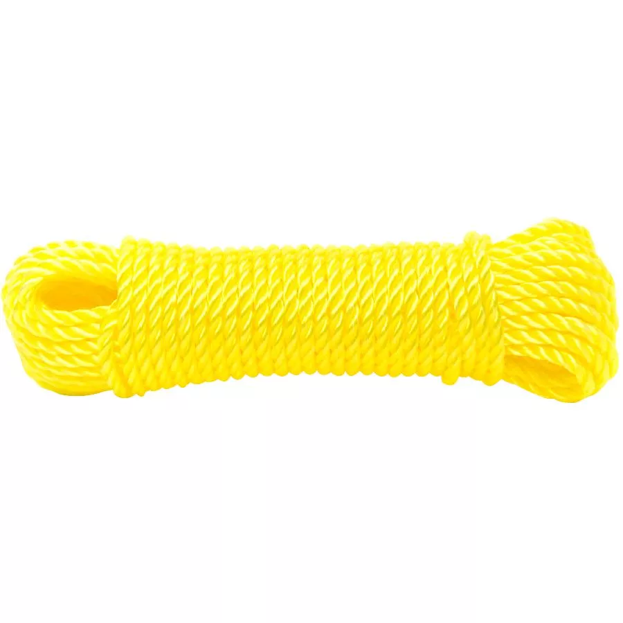 1/4" x 50' Yellow Twisted Polypropylene Rope