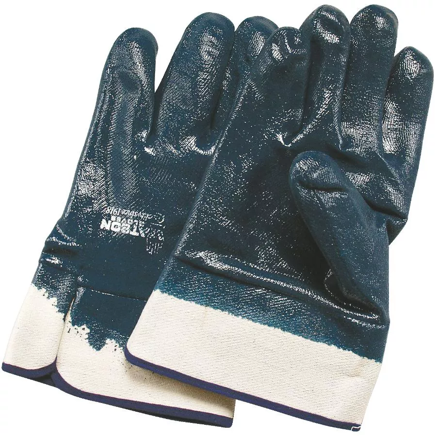 Heavy Duty Nitrile Coated Work Gloves - with Short Cuff, One Size