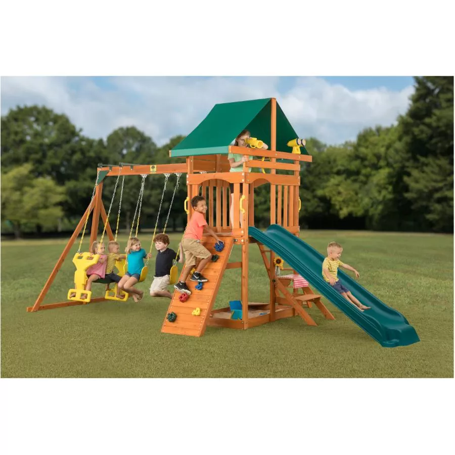 Creative Cedar Designs Sky View Wooden Play Fort Kit - with Swing Set