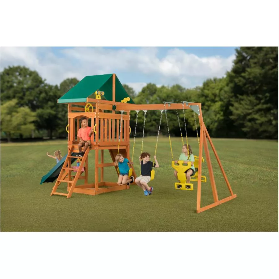 Creative Cedar Designs Sky View Wooden Play Fort Kit - with Swing Set