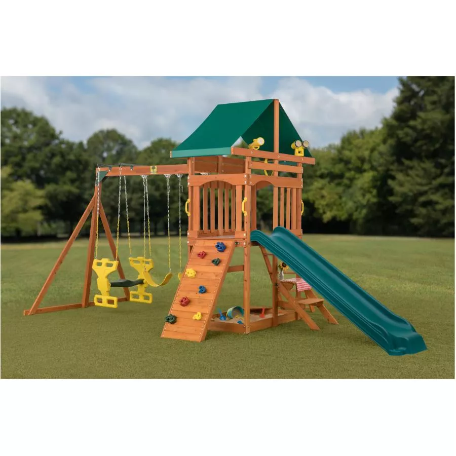 Creative Cedar Designs Sky View Wooden Play Fort Kit - with Swing Set