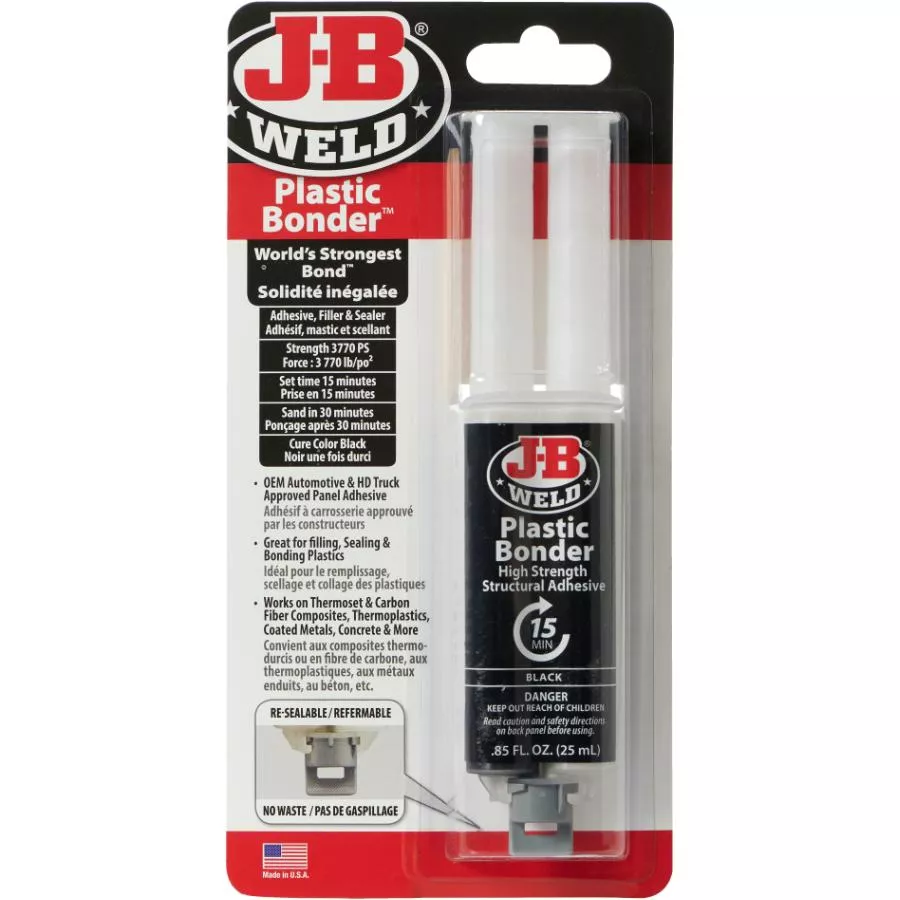 High Strength Plastic Bonder Adhesive Syringe - Black, 25 ml
